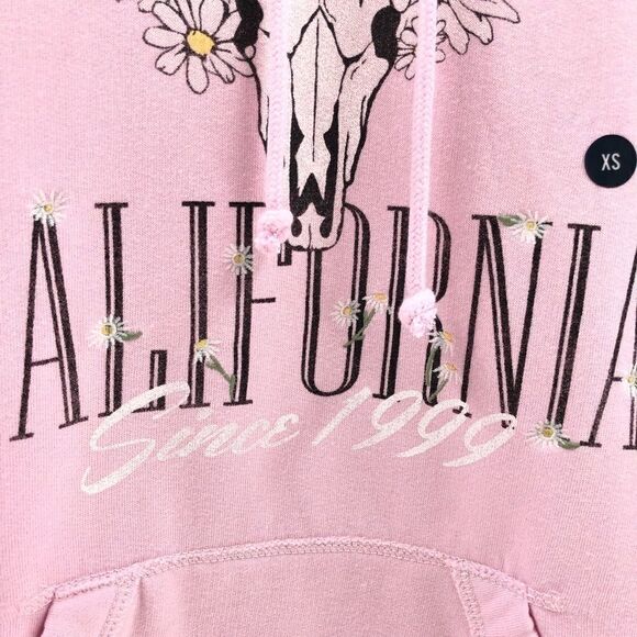 Hollister Pink Hoodie Bull‎ head Print S and XS - Picture 4 of 9
